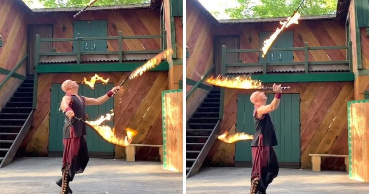 Juggler Deftly Juggled Flaming Whips In A GuinnessWorthy Performance