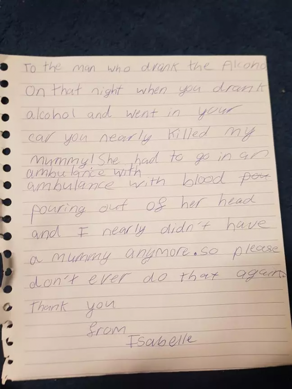 8-Year-Old Girl Wrote A Letter To Drunk Driver Who Nearly Took The Life ...