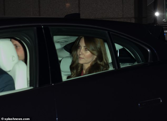 The Duchess of Cambridge was photographed in a chauffeur-driver ca as she arrived at Buckingham Palace today, in what marked her husband