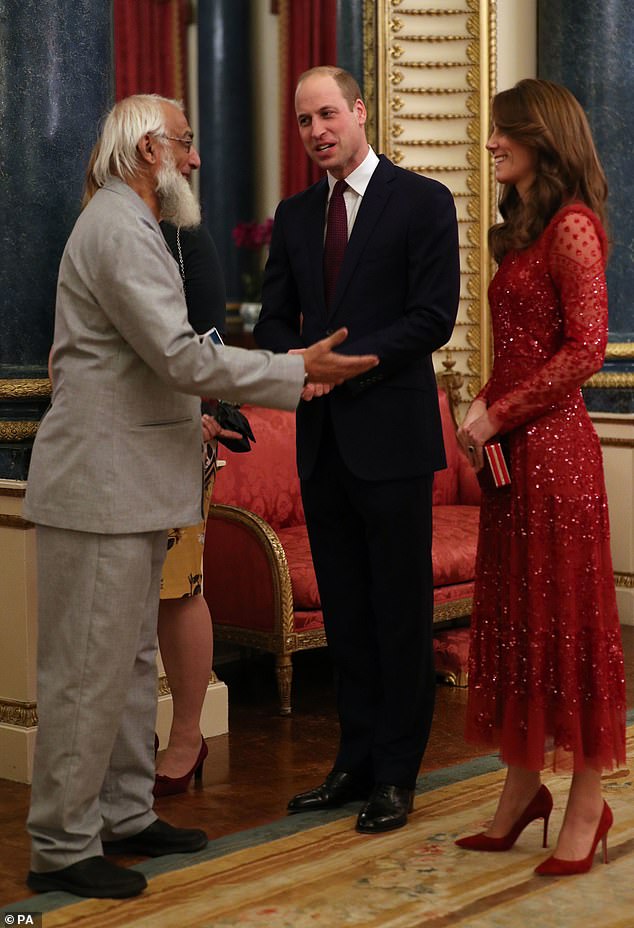 The Duke and Duchess of Cambridge welcomed a guest to a reception at London