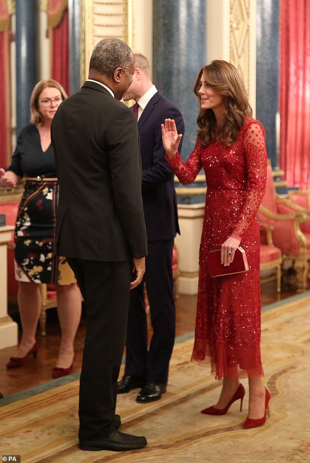 Kate (pictured) completed her outfit with a glamorous clutch bag and a pair of Gianvito Rossi heels, costing £510
