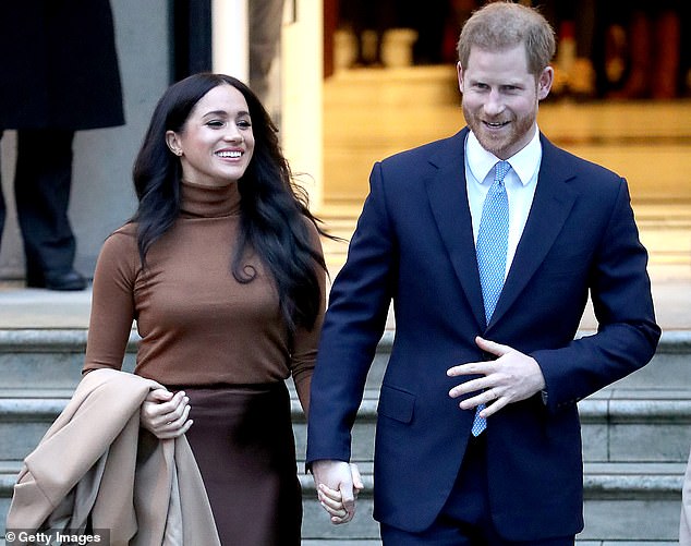 The Duke and Duchess of Sussex are pictured leaving Canada House in London on January 7