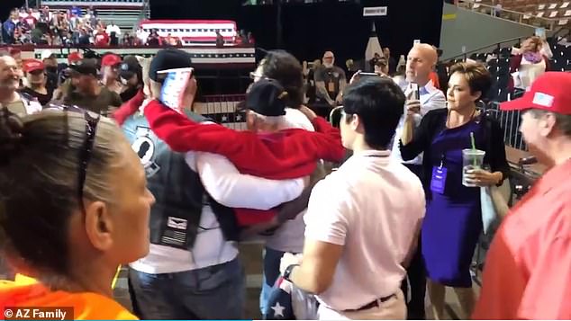 A World War II veteran got an unexpected surprise during a Trump rally in Phoenix, Arizona today as fans brought the man to the front of the stage