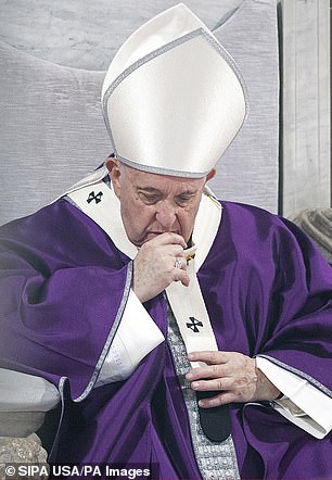 Francis coughs during Mass