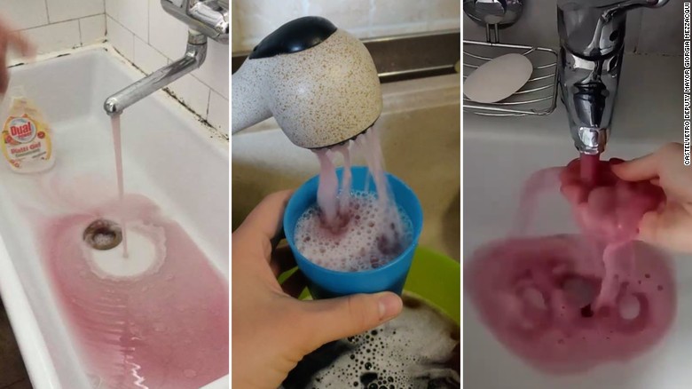 A malfunction causes red wine to flow from faucets in an Italian town