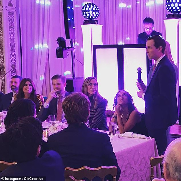 The head table of Don Jr, Kimberly Guilfoyle, Eric Trump, Lara Trump, Ivanka Trump and Jared Kushner at Guilfoyle