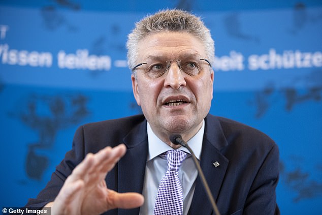 According to RKI President Lothar Wieler (pictured today), the length of time depends on how many people develop immunity after contracting the virus, how many more people contract the illness and how long it takes to develop a vaccine