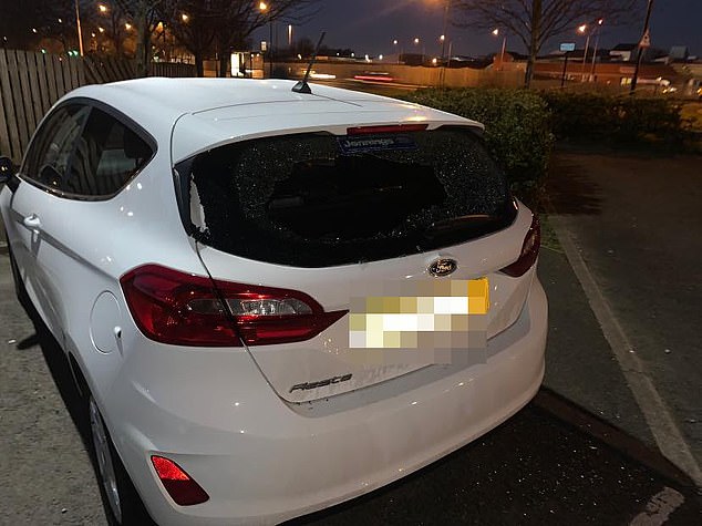 Nurse Hollie Coates also found her Ford battered after finishing her shift at James Cook Hospital in Middlesbrough