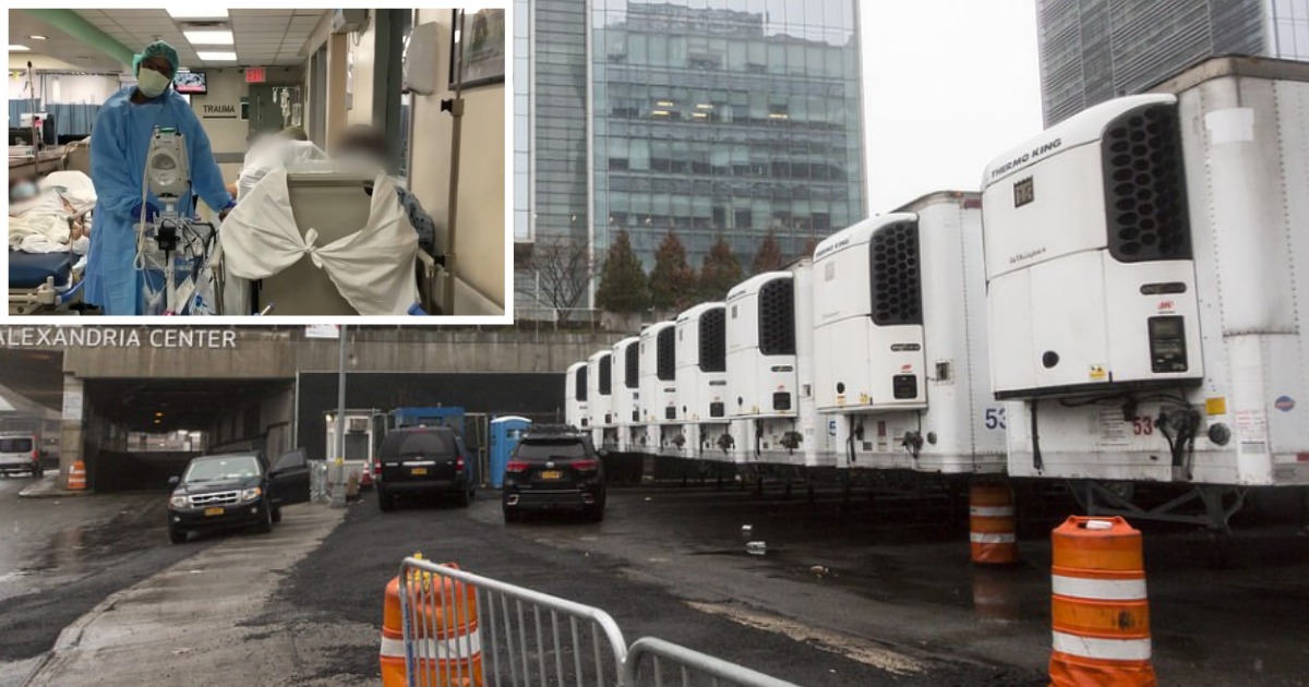 Dead Bodies Loaded Into Refrigerated Trucks Outside New York Hospitals