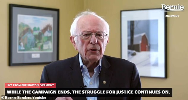 Bernie Sanders addressed supporters via livestream on Wednesday and said he was suspending his presidential campaign. 