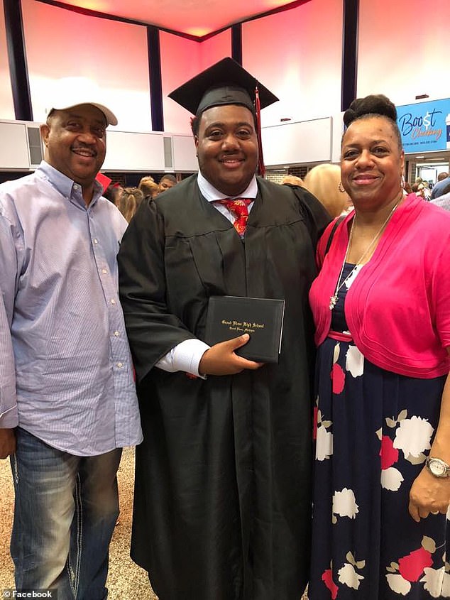 Sandy Brown , far right, from Michigan had to bury both her husband, left, and son on Friday