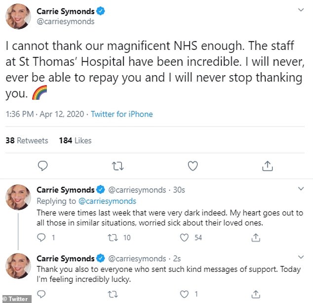 Ms Symonds - who is self-isolating in the Chequers country retreat with the couple