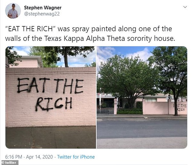 This tweet claimed the sorority house was spay painted with 