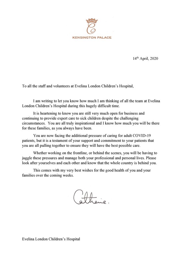 Kate Middleton Penned A Letter To Children s Hospital Appreciating The 