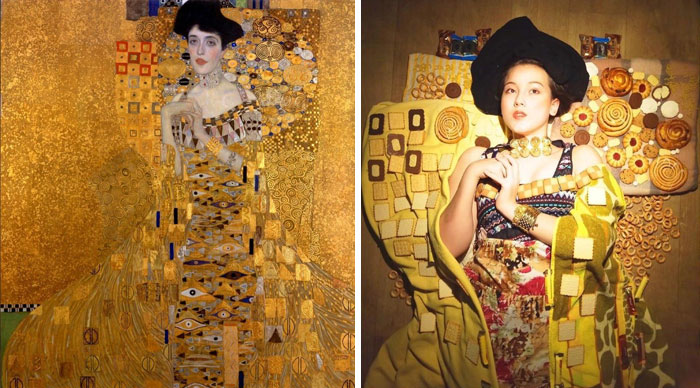 ‘Woman In Biscuits’ Recreation From Gustav Klimt's ‘Woman In Gold’ By Julia Timoshkova ‘Woman In Biscuits’ Recreation From Gustav Klimt