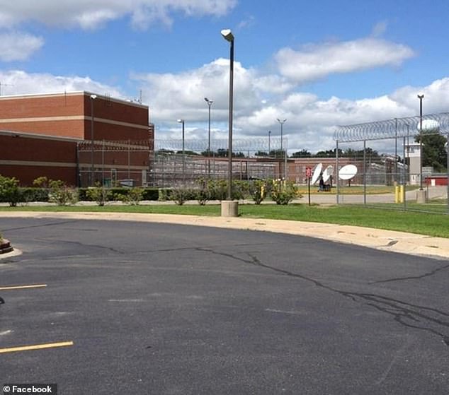 Garrison was given CPR by prison staff at the Macomb Correctional Facility (pictured) and rushed to a hospital where he passed away. A post-mortem examination confirmed that he was postive for COVID-19, say prison officials