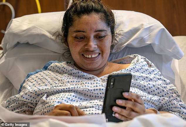 Guatemalan asylum seeker Zully (pictured) was diagnosed with COVID-19 while eight months pregnant. She called her older son