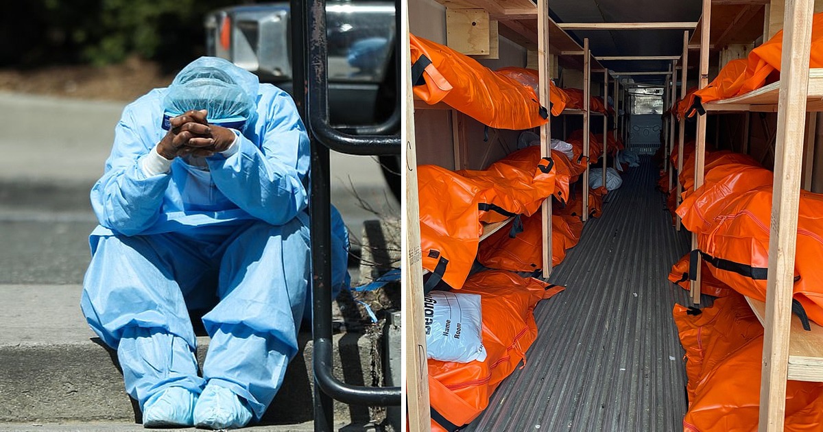Grim Images Reveal Body Bags Stacked At Brooklyn Hospital in New York