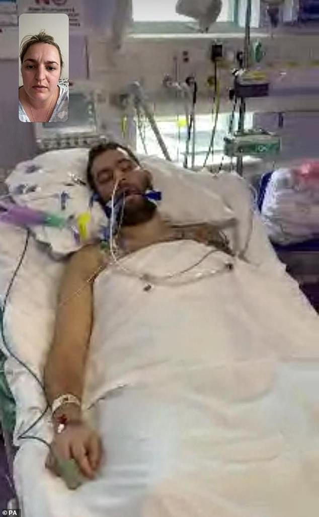 Emotional videos show Omar Taylor, 31, being applauded as he was discharged after spending 30 days on a ventilator and losing the power of speech