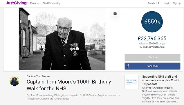 The crowdfunding website took one per cent from Gift Aid donations made to the veteran