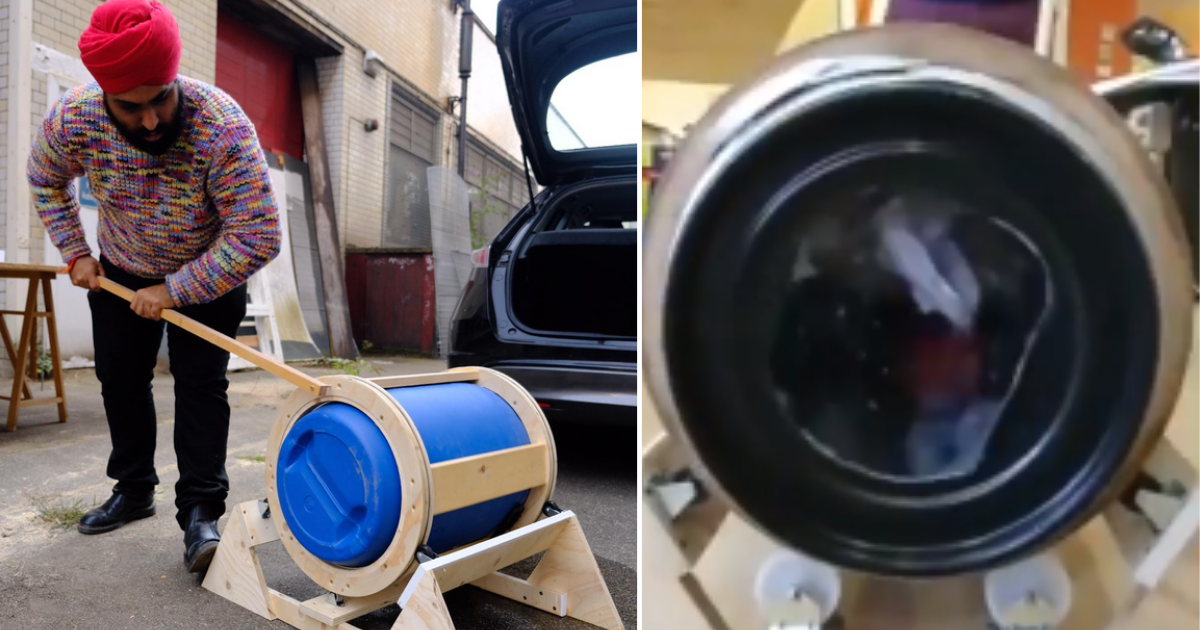 Nav Sawhney Makes HandDriven Washing Machine From Plastic And Wood Costing Only £24 To Help