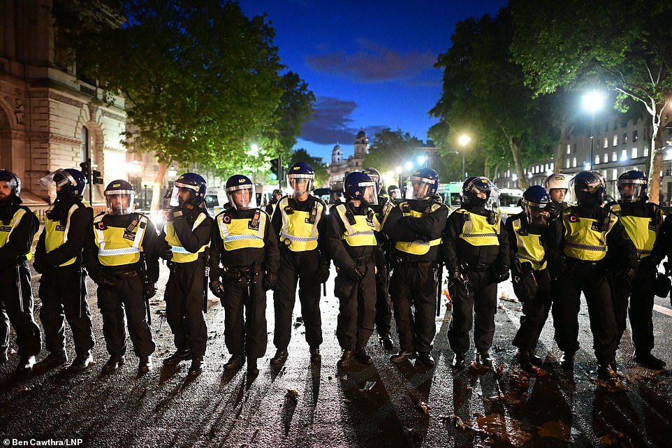 In reaction to the chaos Priti Patel last night said violence towards police at protests was 