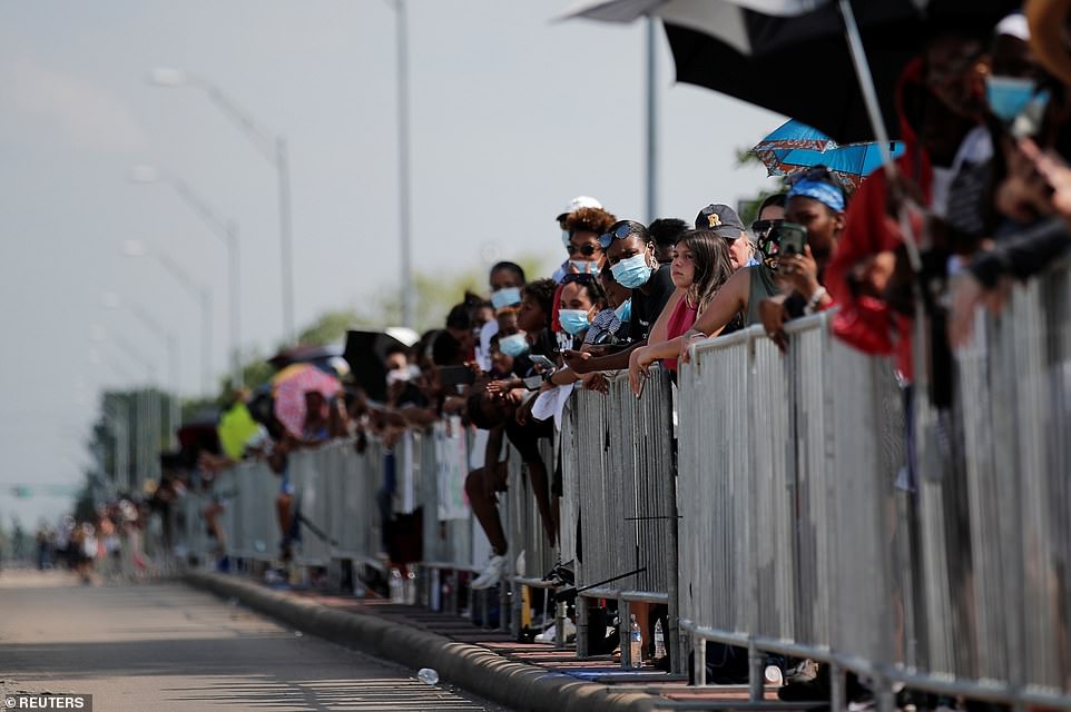 Hundreds of people waited outside for Floyd