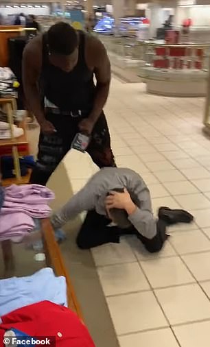 The brief clip allegedly shows Damire Palmer punching the employee in the face, with the unsuspecting man immediately asking: 