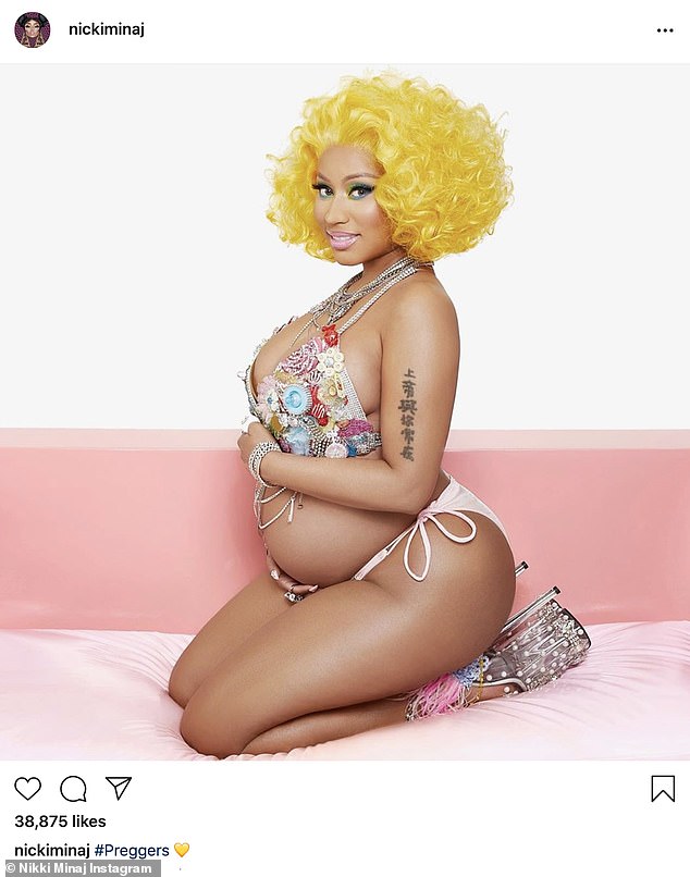 Baby time: Nicki Minaj revealed on Monday that she is pregnant with her first child. The rapper shared a stunning image to Instagram where she cradled her baby bump as she wore a string bikini and platform high heels