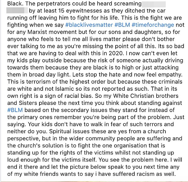 Following the attack, a friend of the man, Ronald Tatenda Muchenje, shared a post on social media