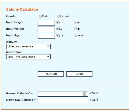 Input height. Calorie calculator.