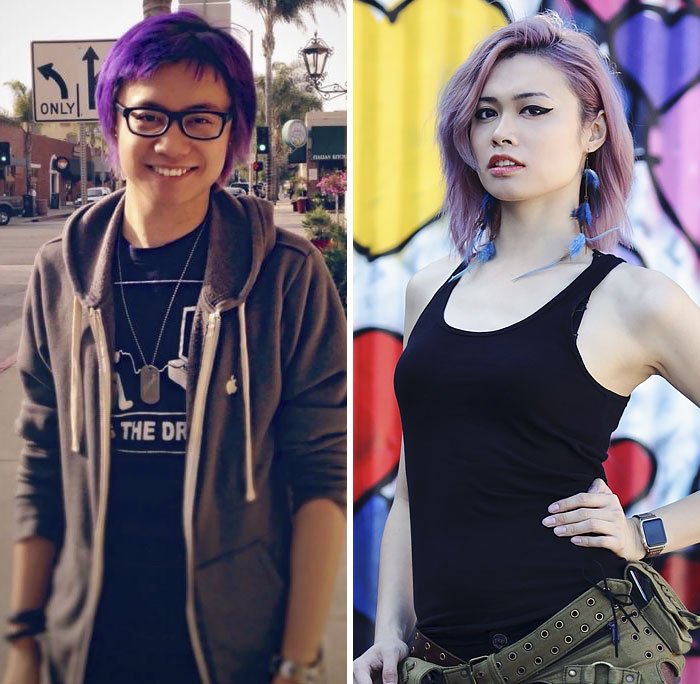 Personas mostrando la increíble transición antes y después de su cambio de sexo