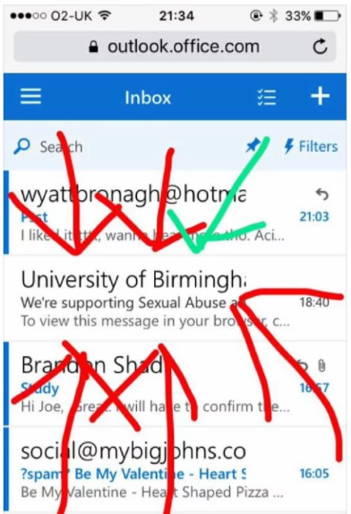 email and text fails