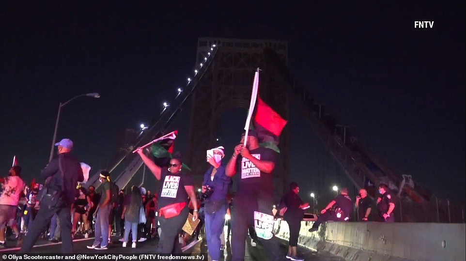 The BLM group were called to the streets by Hawk Newsome, leader of the local chapter