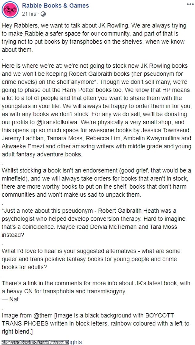 Rabble Books and Games owner Nat Latter said on Wednesday the store would 