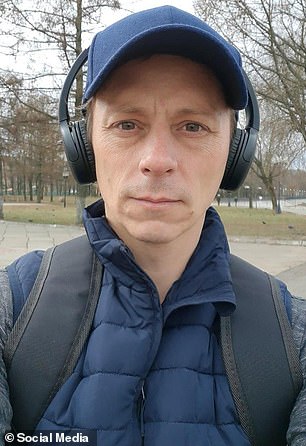 Russian police are searching for 41-year-old Vitaly Molchanov (left and right) after he went on the run following the murder of Valentina Saprunova