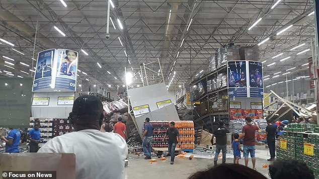 Collapsed shelves after the accident