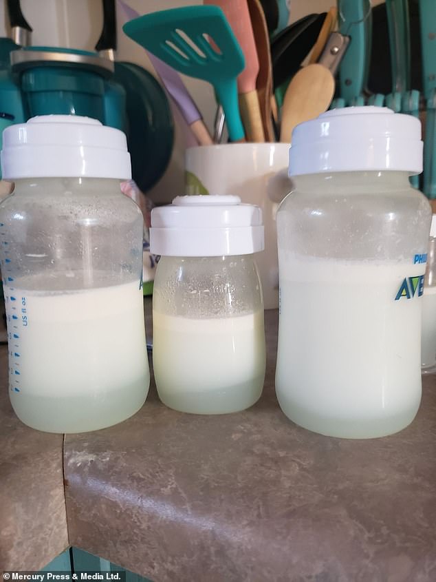 The teacher justifies the charge because it affects her life so much, spending most of the day hooked up to breast pump and then several hours preparing the milk (pictured) for freezing and delivery