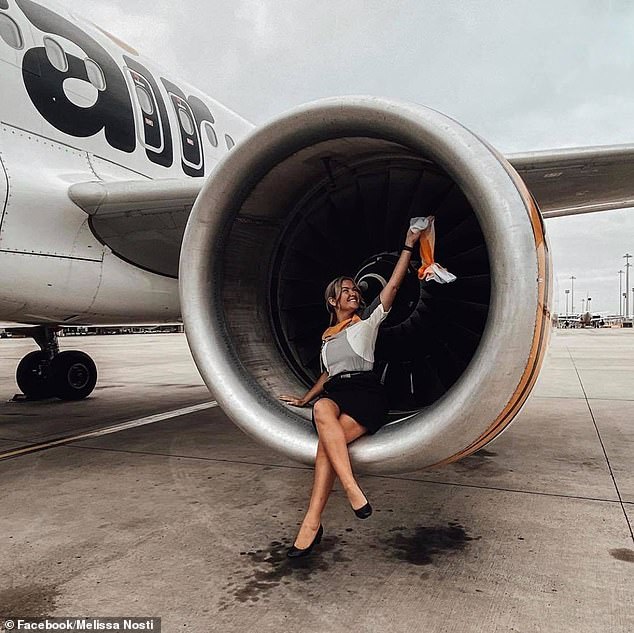 Nosti (pictured) was a former Tiger Air flight attendant but lost her job due to COVID-19