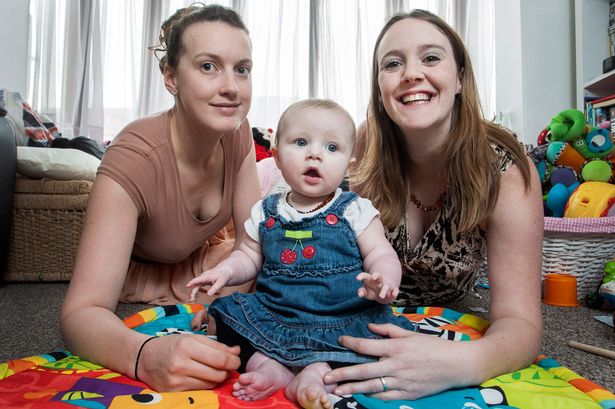 Leann Harris with her babysitter Chloe Witcombe and daughter Effie