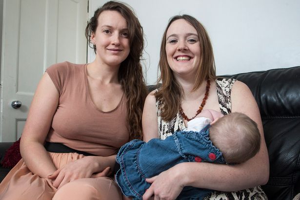 Leann Harris with her babysitter Chloe Witcombe and daughter Effie