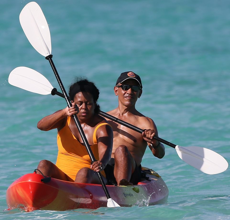 Michelle And Barack Obama Enjoy Kayaking During Holiday Retreat In