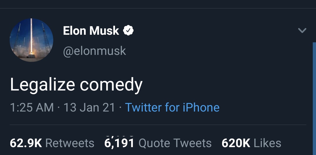 Elon Musk's Bizarre Tweet 'Legalize Comedy' Puts Social Media In A