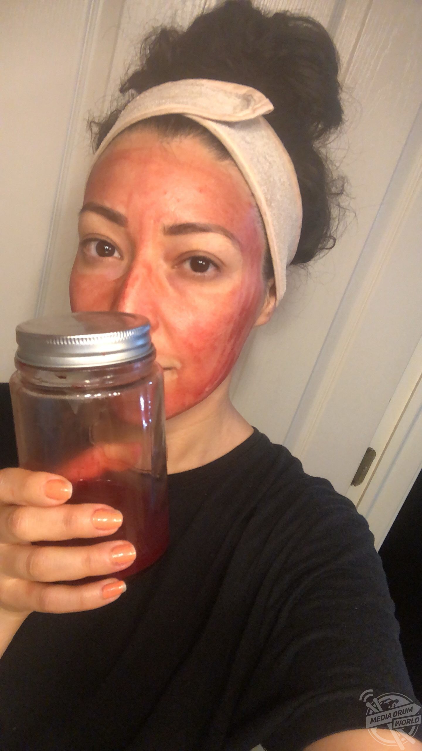 period blood on face
