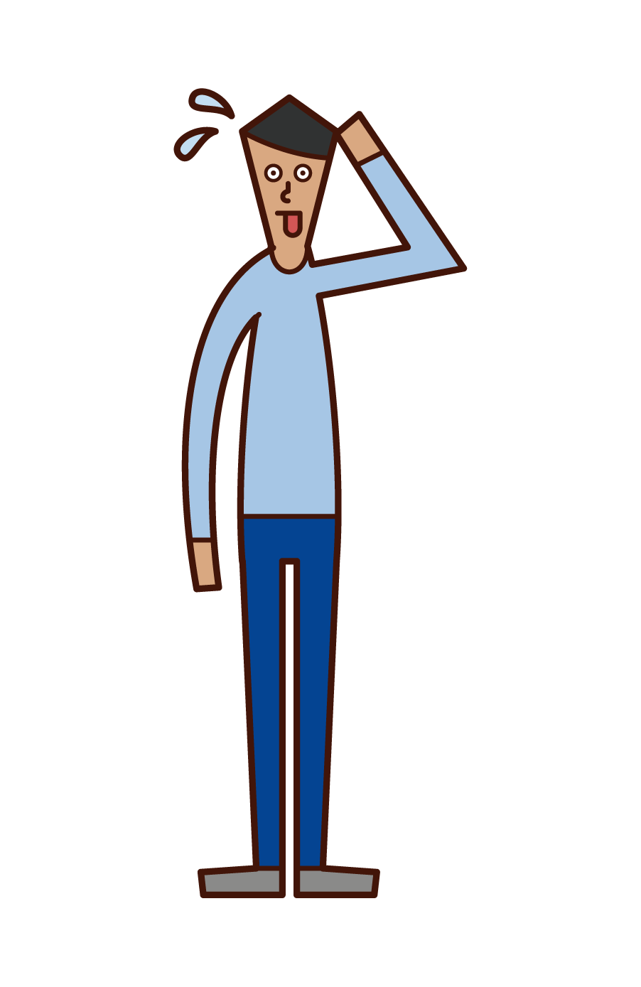 실수를 하고 수줍음을 타는 남자의 일러스트 | 무료 일러스트 소재 KuKuKeKe(쿠쿠케케)