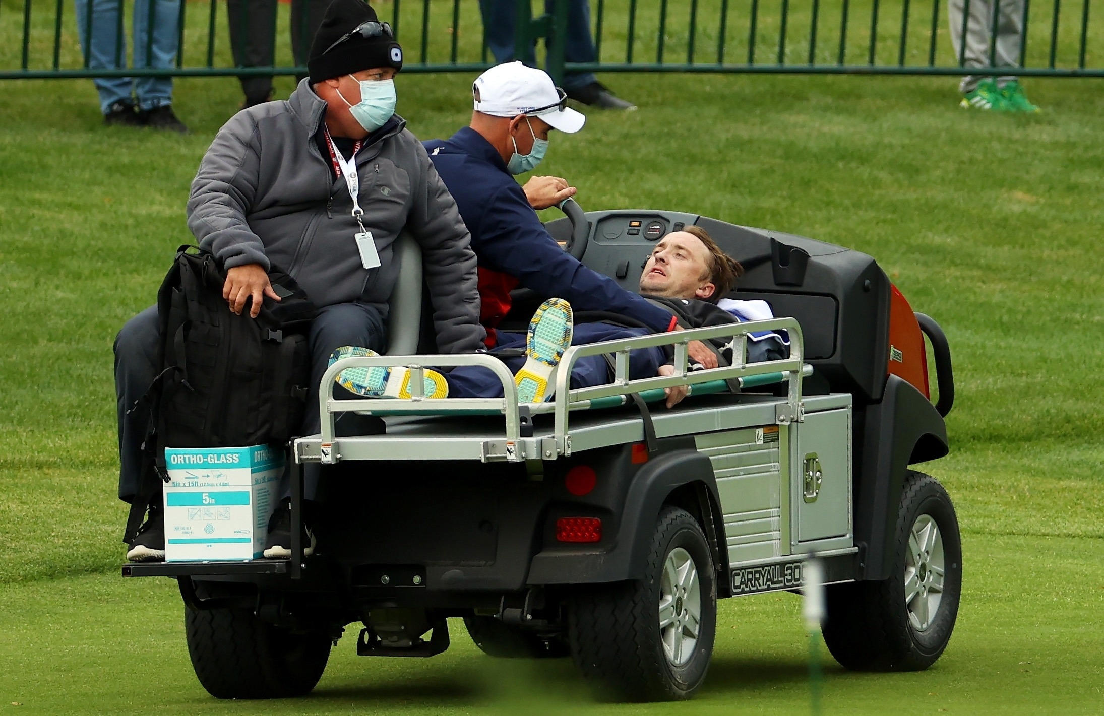 Tom Felton was stretchered off for treatment