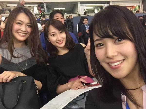 取材で野球を見に来たと思われる鷲見玲奈アナとテレ東のアナウンサー美女軍団｜あげてけ！