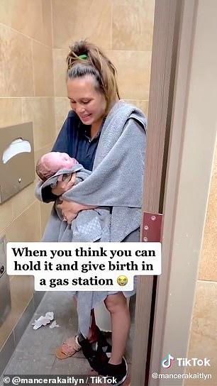 Kaitlyn said that women in neighboring stalls heard what was going on and checked on her, so she sent one to fetch her husband