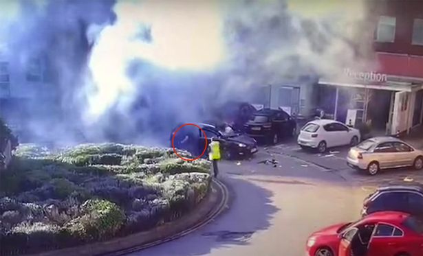 The cab quickly caught fire
