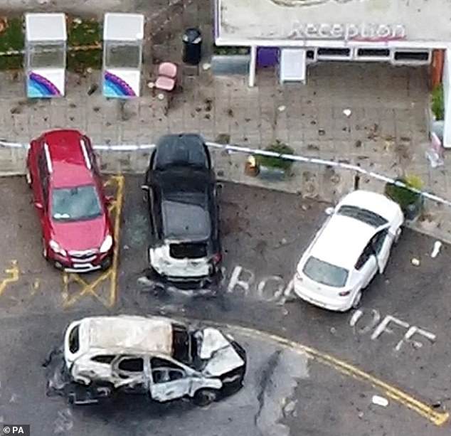 Aerial view of the aftermath of the explosion at the Liverpool Women